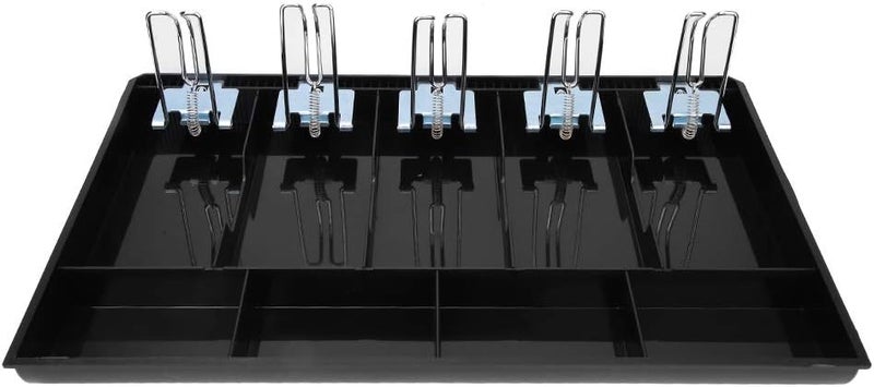 EVTSCAN Cash Drawer Tray Organizer with Metal Clip, 5 Bill 4 Coin Compartments Money Tray for Cash Register Drawer, ABS Waterproof Black Cash Tray for Retail Office Home Use - Image 5